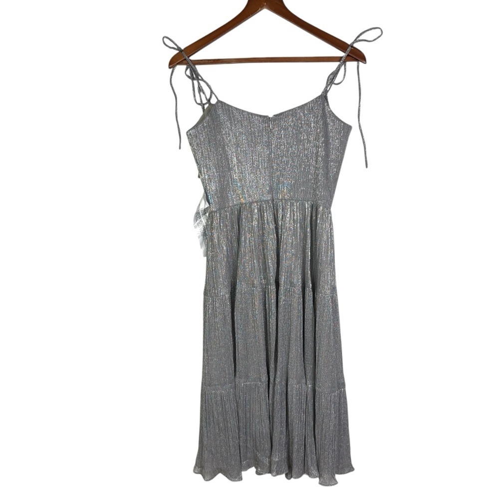 NWT Dress The Population Dream Metallic Tiered Midi Dress Size S Dove Multi - Picture 6 of 13